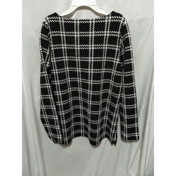 Talbots Black & White All Over Print Geometric Tunic Sweater Women’s Capsule M - Picture 6 of 7